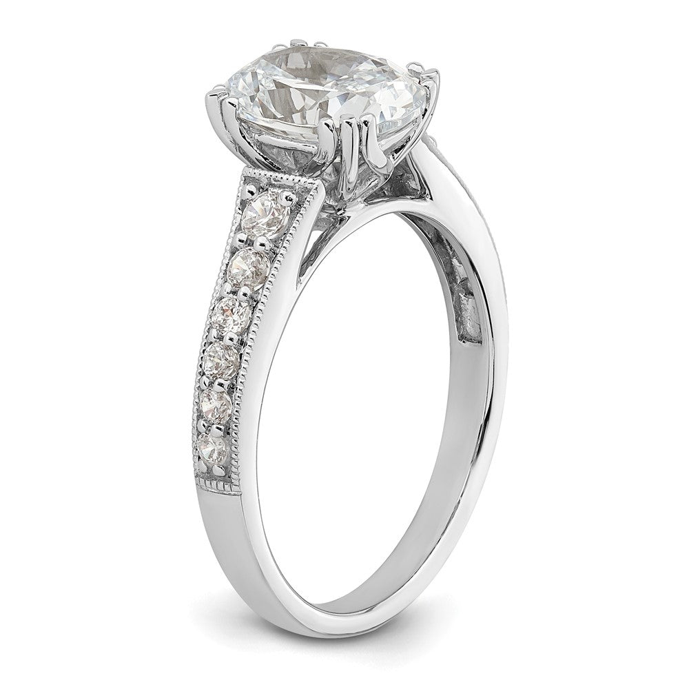 14K White Gold (Holds 1.5 carat (9.2x6.9mm) Oval Center) 1/3 carat Diamond Semi-Mount Engagement Ring