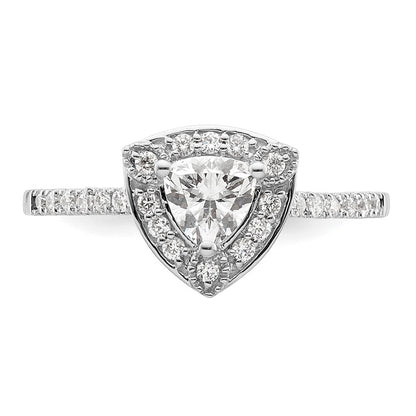 14K White Gold Halo Plus (Holds 1/2 carat (5.00mm) Trillion Center) 1/4 carat Diamond Semi-Mount Engagement Ring