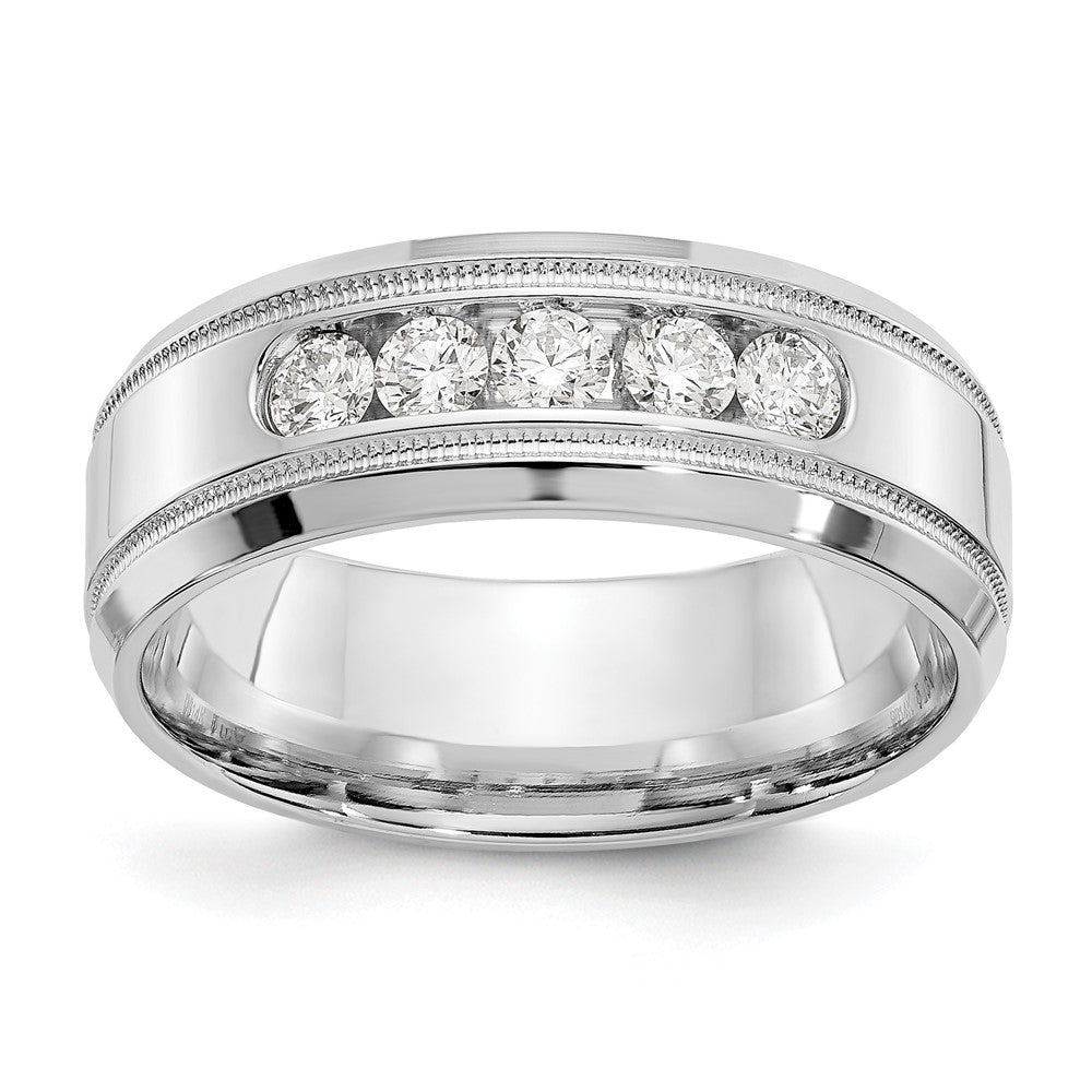 True Origin 14K White Gold 1/2 carat Lab Grown Diamond VS+ F+ Size 10 Complete Bevel Miligrain Wedding Band Ring