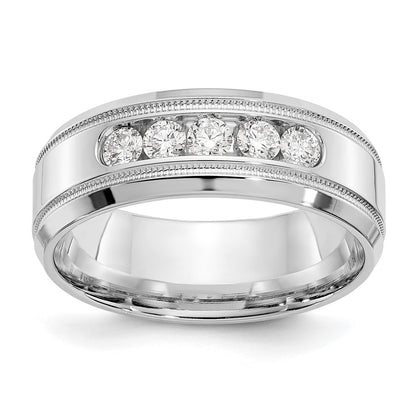 True Origin 14K White Gold 1/2 carat Lab Grown Diamond VS+ F+ Size 10 Complete Bevel Miligrain Wedding Band Ring