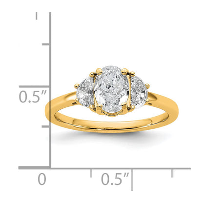 14K Yellow Gold 1 3/8 carat Certified Lab Grown Diamond VS/SI+ G+ Complete Oval and Half Moon Three Stone Engagement Ring