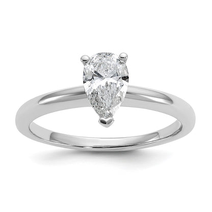 14K White Gold 3/4 carat Certified Lab Grown Diamond VS+ F+ Pear Solitaire Complete Engagement Ring