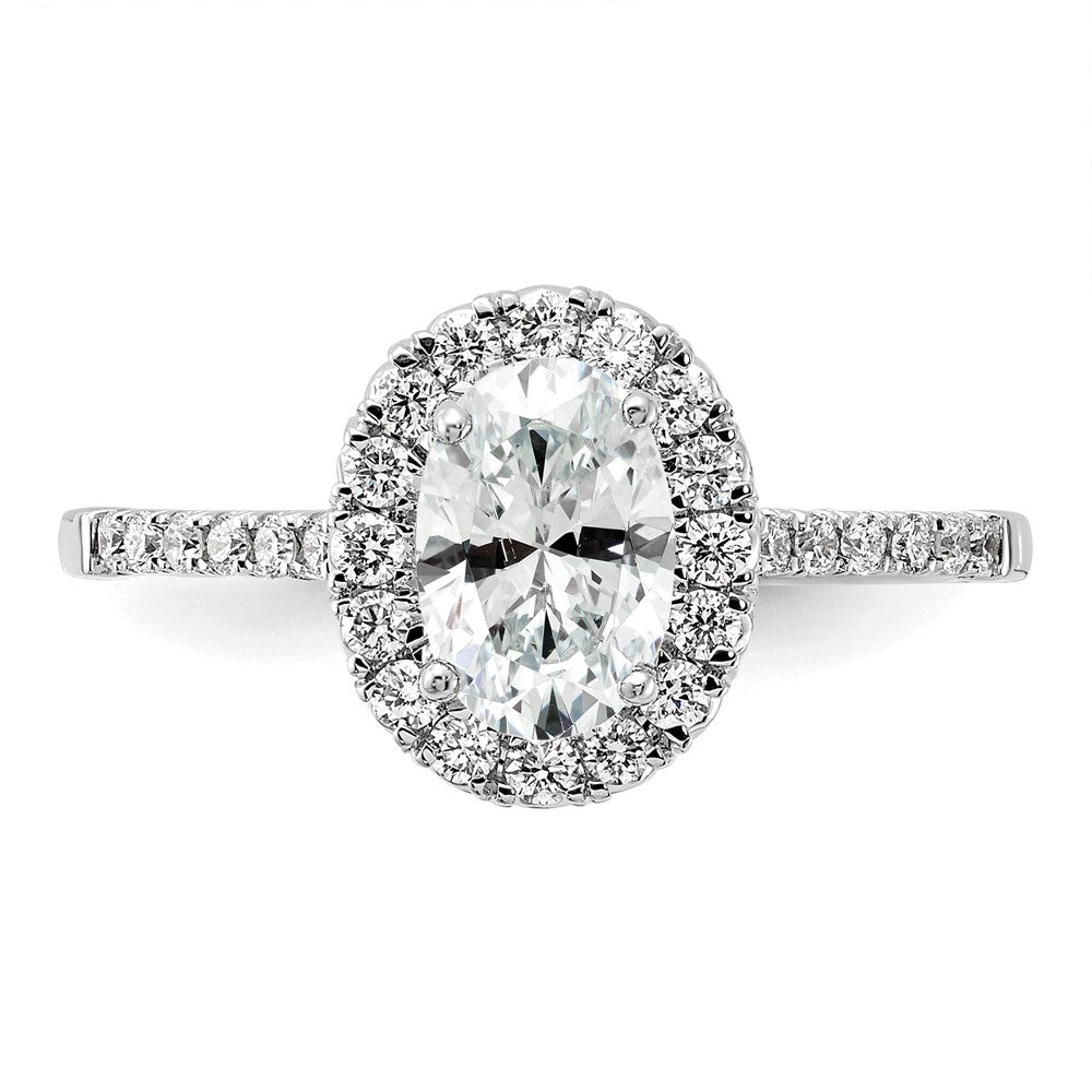 True Origin 14K White Gold 3/8 carat Lab Grown Diamond VS+ F+ Semi-Mount Oval Halo Engagement Ring