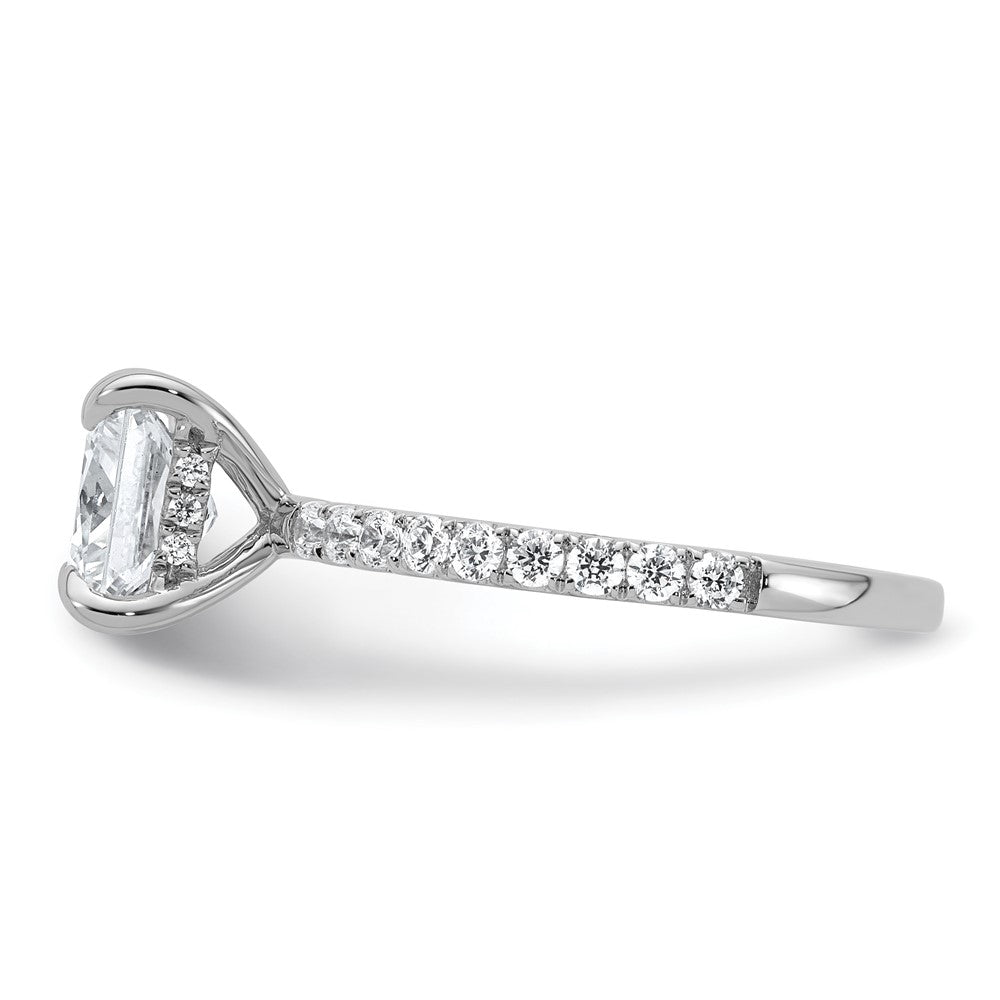 14K White Gold 2 1/2 carat Certified Lab Grown Diamond VS/SI+ G+ Princess Complete Solitaire with Flair Engagement Ring