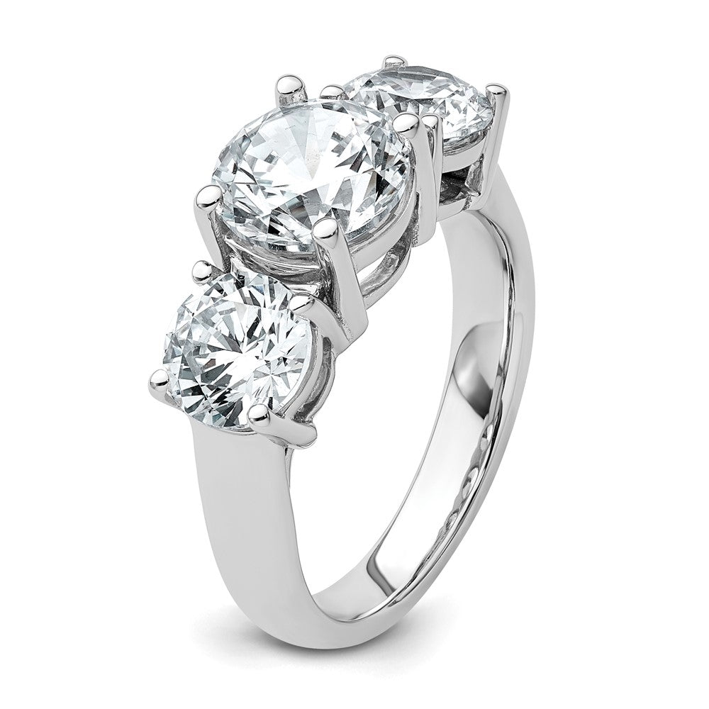 14K White Gold 4 carat Certified Lab Grown Diamond VS+ F+ Three Stone Complete Engagement Ring
