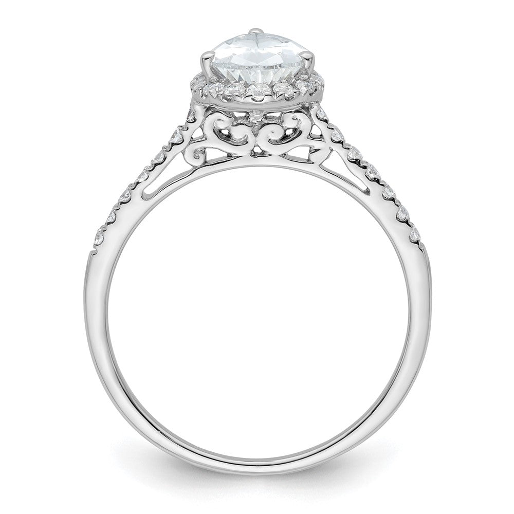 14K White Gold Halo (Holds 1.5 carat (9x6mm) Pear Center) 1/4 carat Diamond Semi-mount Engagement Ring