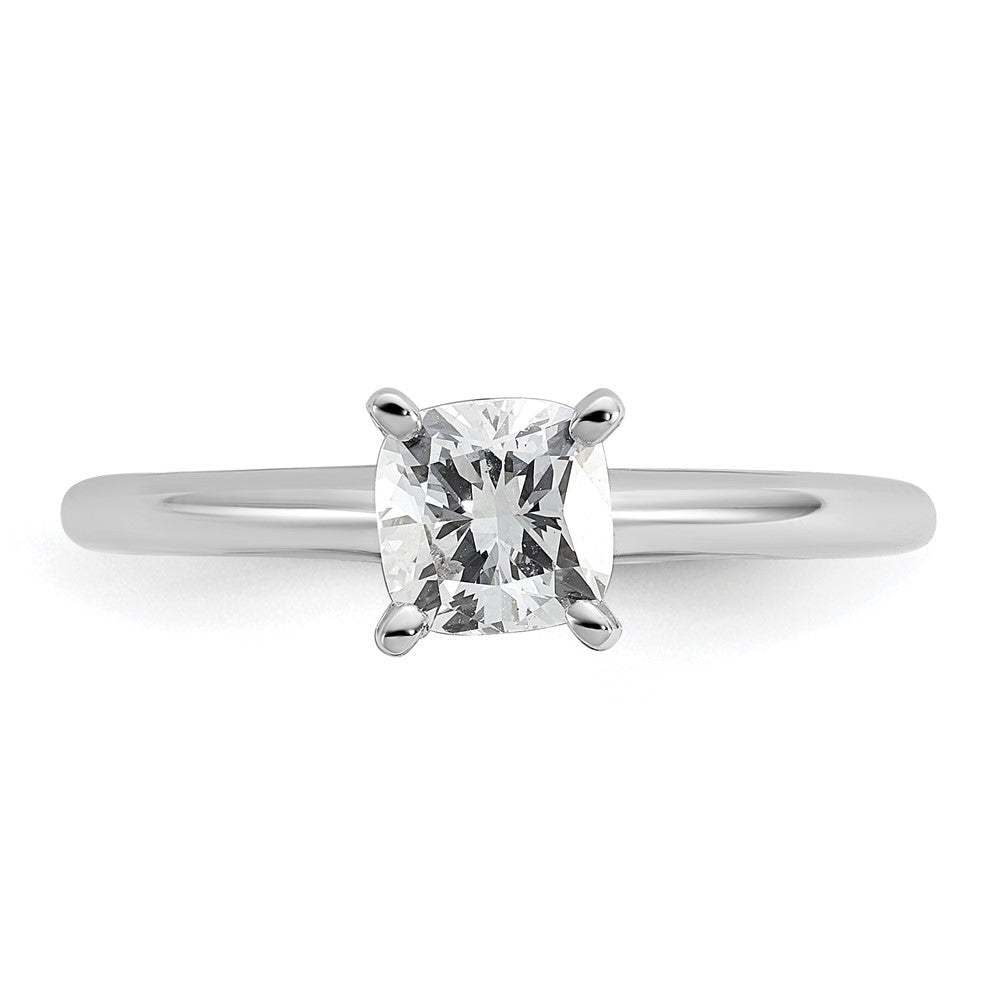 14K White Gold 3/4 carat Certified Lab Grown Diamond VS+ F+ Cushion Complete Solitaire Engagement Ring