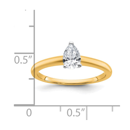 14K Two-Tone Gold Two-tone 1/2 carat Lab Grown Diamond VS+ F+ Pear Solitaire Complete Engagement Ring