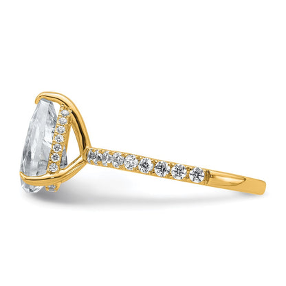 14K Yellow Gold 2 5/8 carat Certified Lab Grown Diamond VS/SI+ G+ Pear Complete Solitaire with Flair Engagement Ring