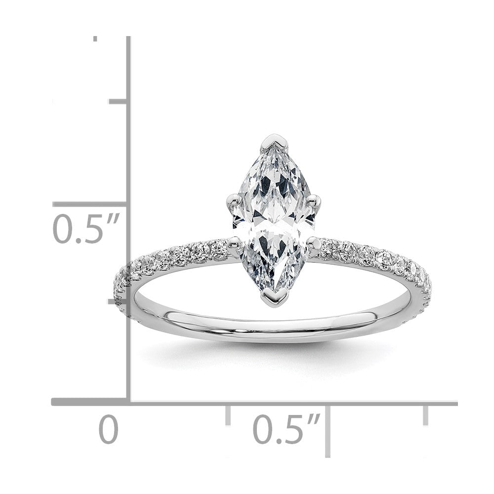 14K White Gold 1 3/8 carat Certified Lab Grown Diamond VS/SI+ G+ Marquise Complete Solitaire with Flair Engagement Ring