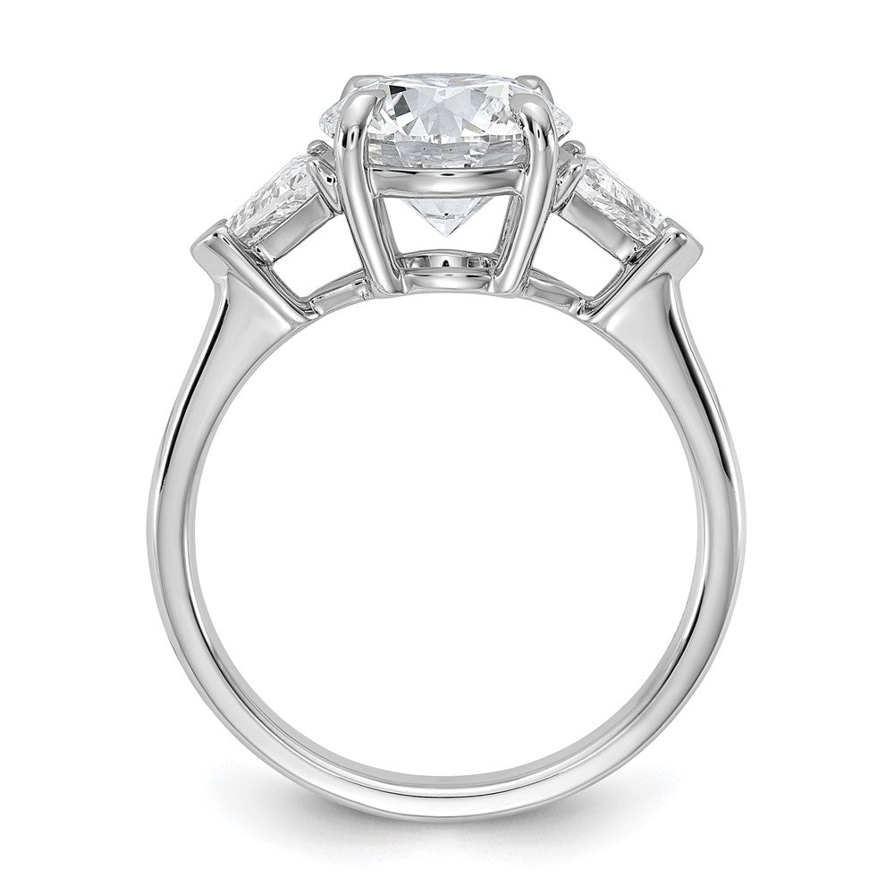 14K White Gold 3 1/8 carat Certified Lab Grown Diamond VS+ F+ Round and Triangle Complete Three Stone Engagement Ring