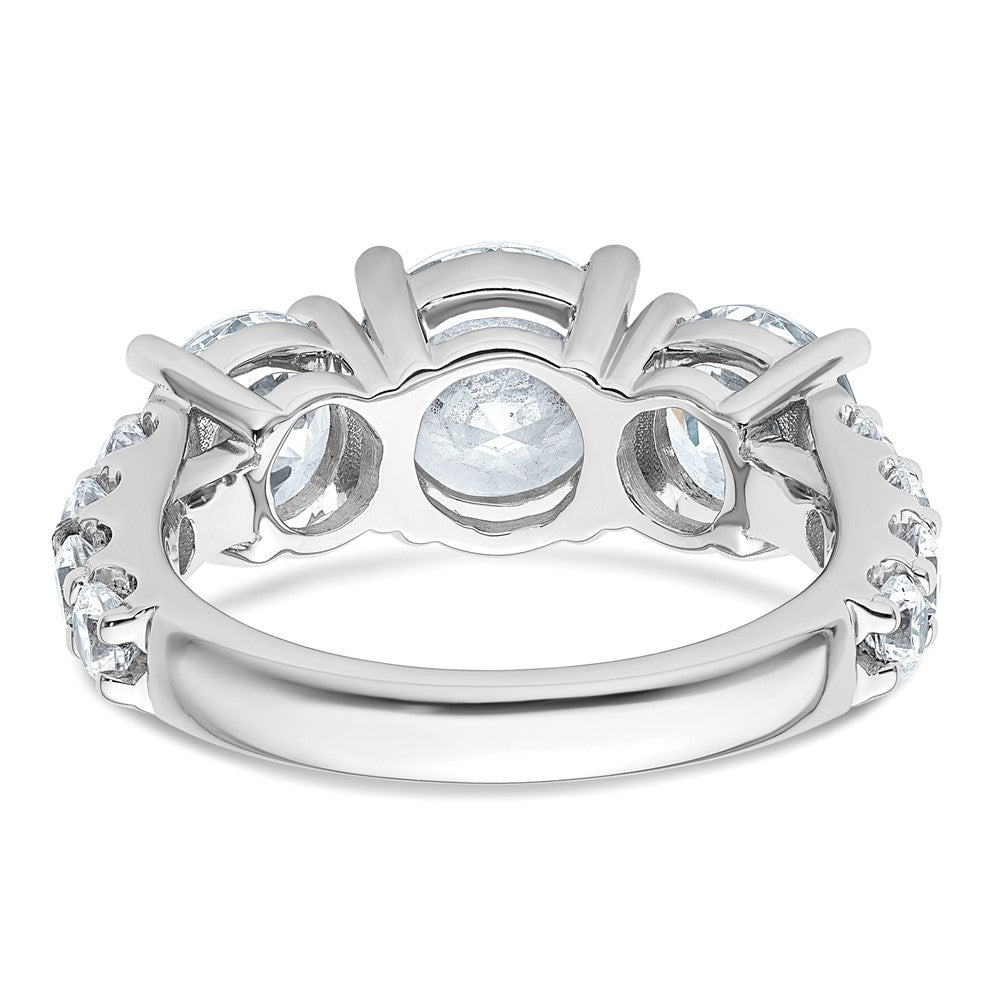 14K White Gold 5 carat Certified Lab Grown Diamond VS+ F+ Round Complete Three Stone Engagement Ring