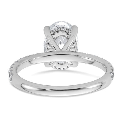 14K White Gold 2 5/8 carat Certified Lab Grown Diamond VS+ F+ Oval Complete Solitaire with Flair Engagement Ring