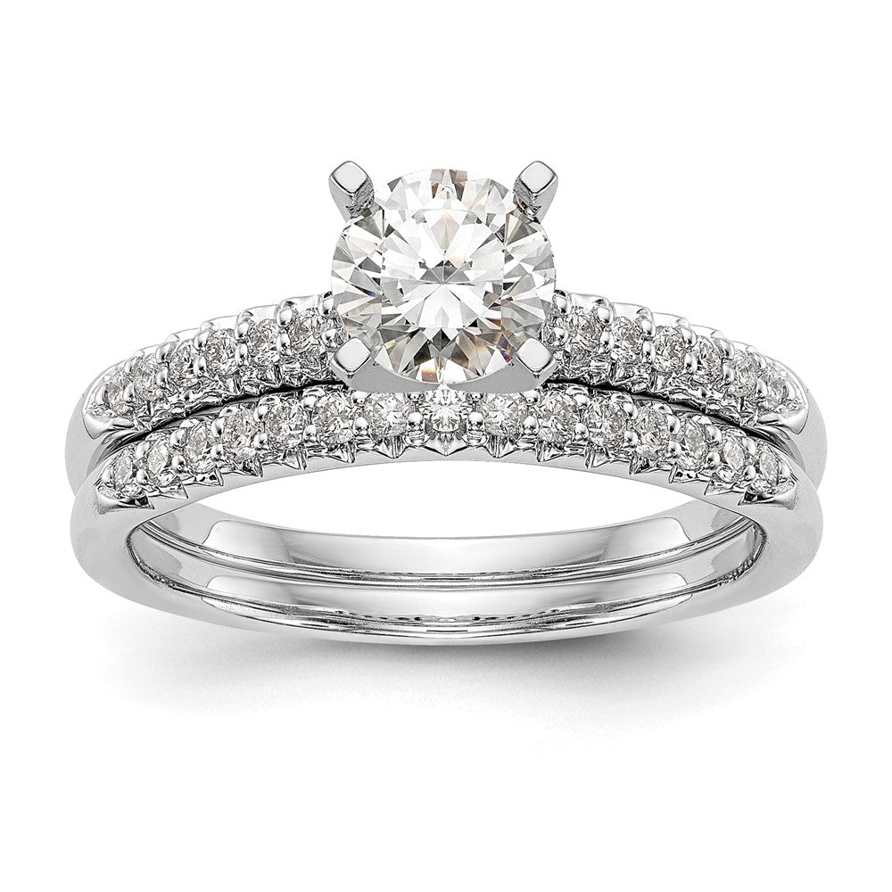 14K White Gold Peg Set 1/8 carat Diamond Semi-mount Engagement Ring