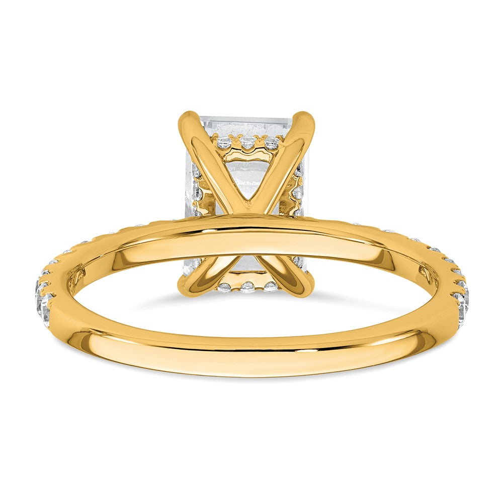 14K Yellow Gold 2 3/8 carat Certified Lab Grown Diamond VS+ F+ Emerald Complete Solitaire with Flair Engagement Ring