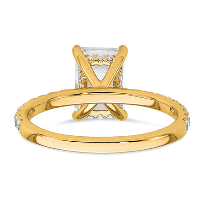 14K Yellow Gold 2 3/8 carat Certified Lab Grown Diamond VS+ F+ Emerald Complete Solitaire with Flair Engagement Ring