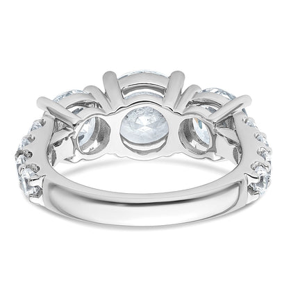 14K White Gold 5 carat Lab Grown Diamond VS+ F+ Round Complete Three Stone Engagement Ring