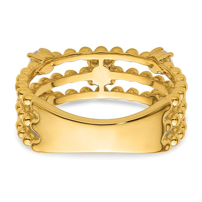 True Origin 14K Yellow Gold 3/8 carat Lab Grown Diamond VS+ F+ Complete Triple Wedding Band Ring