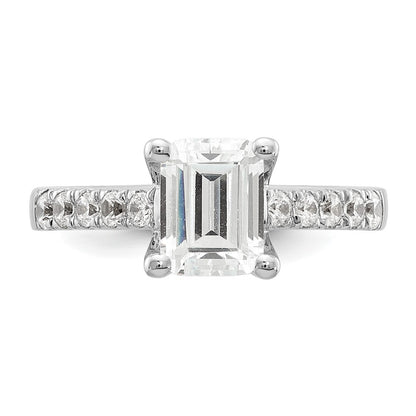 True Origin 14K White Gold 3/8 carat Lab Grown Diamond VS+ F+ Semi-Mount Emerald Engagement Ring