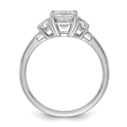 14K White Gold 3/8 carat Lab Grown Diamond VS+ F+ Half Moon 1 carat Princess Center Semi Mount Three Stone Engagement Ring