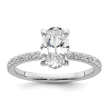 14K White Gold 1 7/8 carat Certified Lab Grown Diamond VS+ F+ Oval Complete Solitaire with Flair Engagement Ring