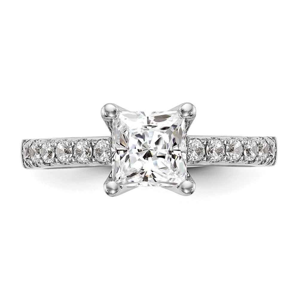 True Origin 14K White Gold 1/5 carat Lab Grown Diamond VS+ F+ Semi-Mount Princess Engagement Ring