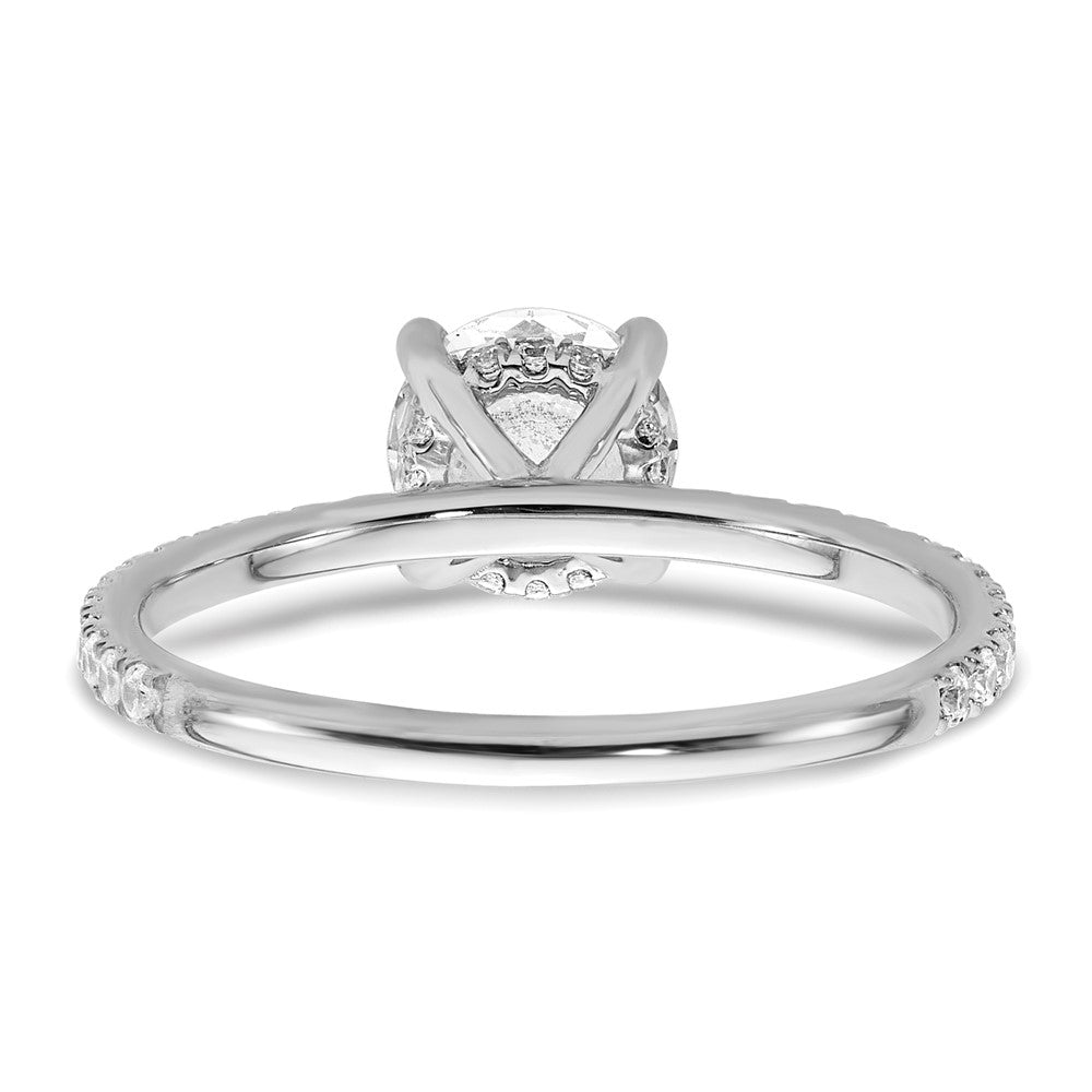 14K White Gold 1 1/3 carat Certified Lab Grown Diamond VS/SI+ G+ Round Complete Solitaire with Flair Engagement Ring