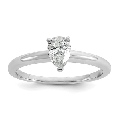 14K White Gold 1/2 carat Certified Lab Grown Diamond VS+ F+ Pear Solitaire Complete Engagement Ring