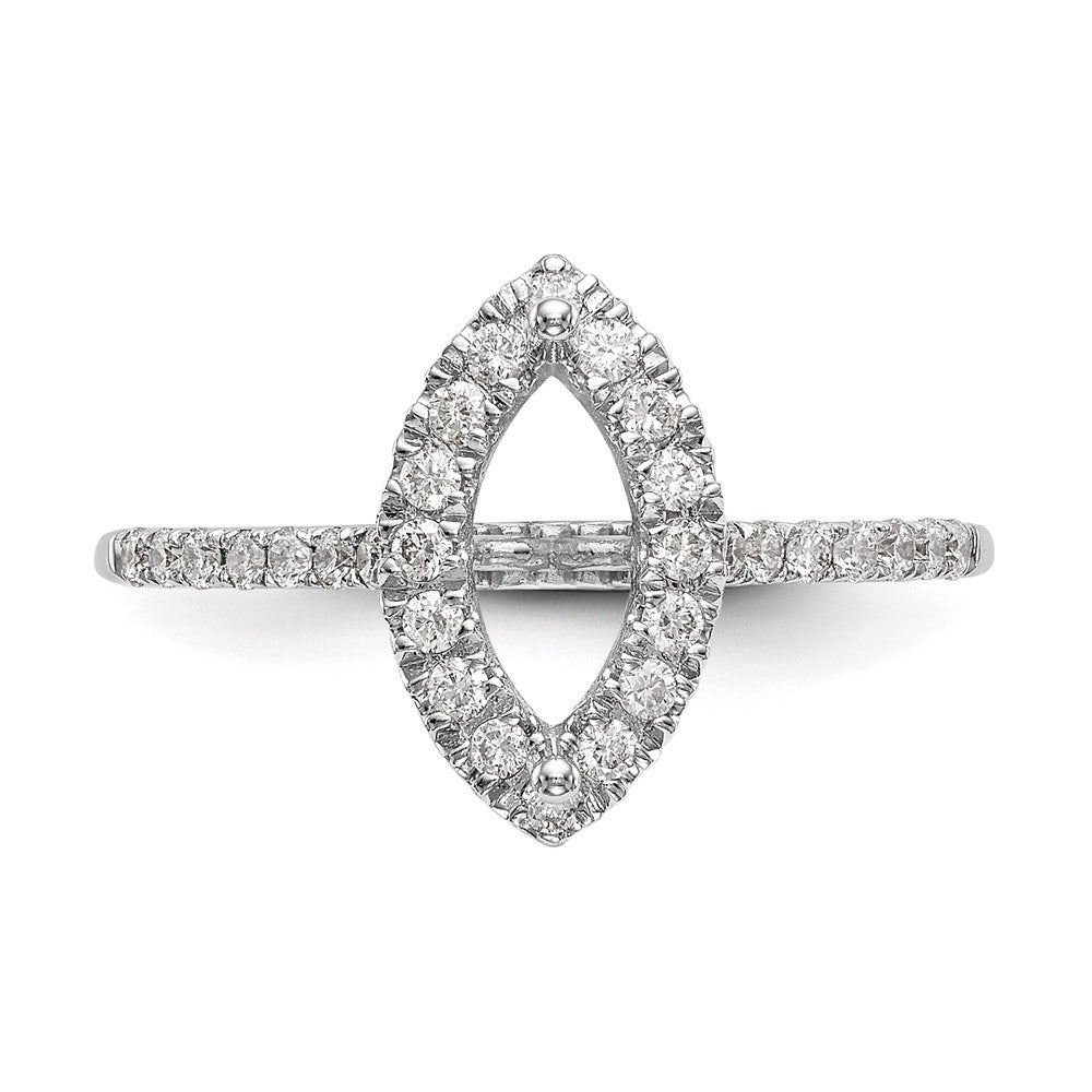 14K White Gold Halo (Holds 1 carat (10x5mm) Marquise Center) 1/4 carat Diamond Semi-mount Engagement Ring