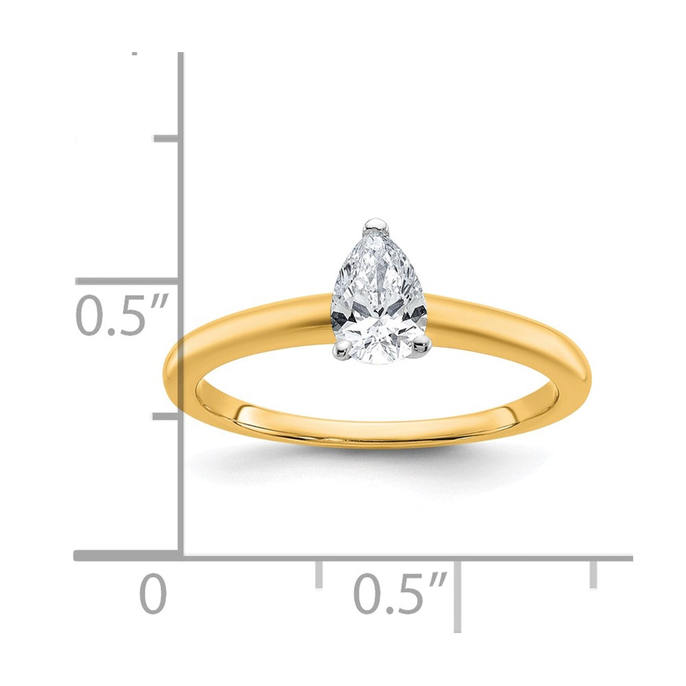 14K Two-Tone Gold Two-tone 1/2 carat Certified Lab Grown Diamond VS+ F+ Pear Solitaire Complete Engagement Ring