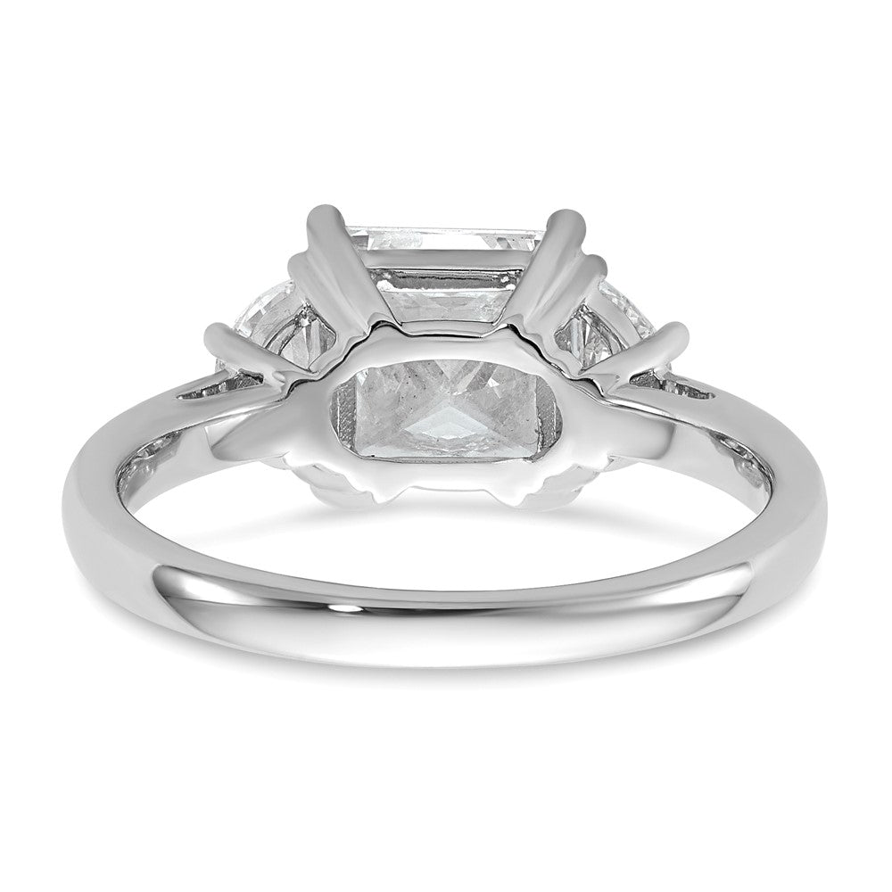 14K White Gold 1/2 carat Lab Grown Diamond VS/SI+ G+ Half Moon 2 carat Princess Center Semi Mount Three Stone Engagement Ring