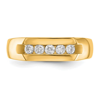 True Origin 14K Yellow Gold Men's 1/3 carat Lab Grown Diamond VS+ F+ Complete Channel Five Stone Wedding Band Ring