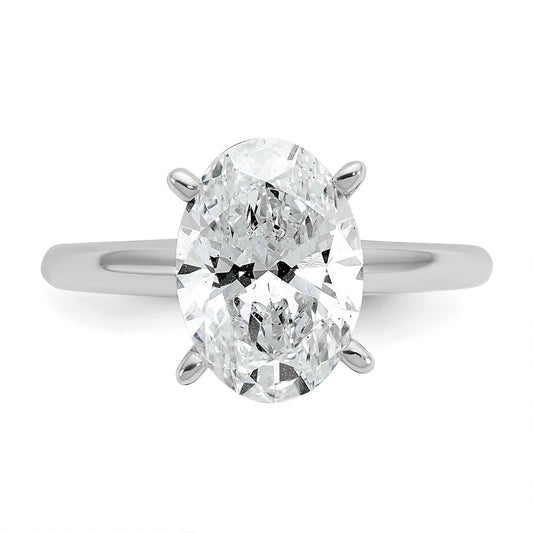 14K White Gold 3 carat Lab Grown Diamond VS+ F+ Oval Complete Solitaire Engagement Ring
