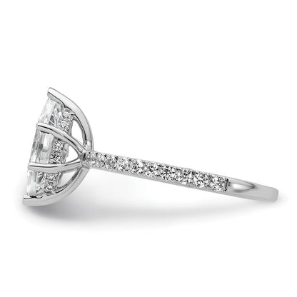 14K White Gold 2 carat Certified Lab Grown Diamond VS+ F+ Marquise Complete Solitaire with Flair Engagement Ring