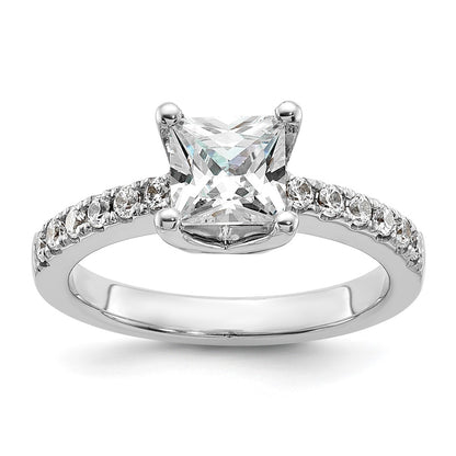 True Origin 14K White Gold 3/8 carat Lab Grown Diamond VS+ F+ Semi-Mount Princess Engagement Ring