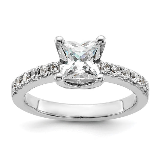 True Origin 14K White Gold 3/8 carat Lab Grown Diamond VS+ F+ Semi-Mount Princess Engagement Ring