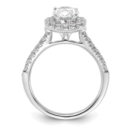 True Origin 14K White Gold 1/2 carat Lab Grown Diamond VS+ F+ Semi-Mount Oval Halo Engagement Ring