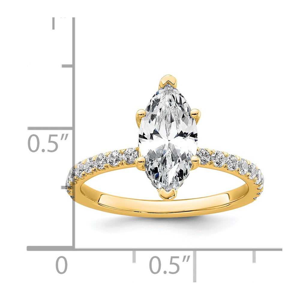 14K Yellow Gold 2 5/8 carat Certified Lab Grown Diamond VS+ F+ Marquise Complete Solitaire with Flair Engagement Ring