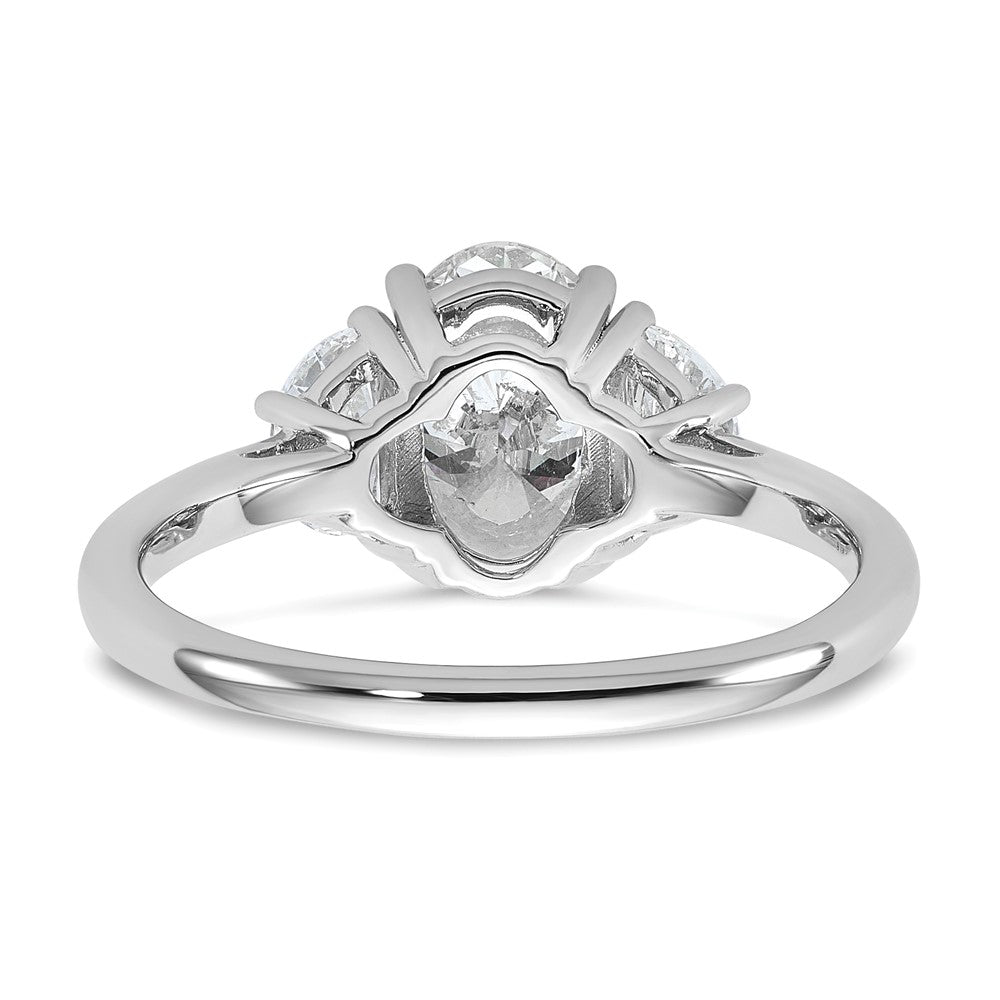 14K White Gold 2 carat Certified Lab Grown Diamond VS+ F+ Complete Oval and Half Moon Three Stone Engagement Ring