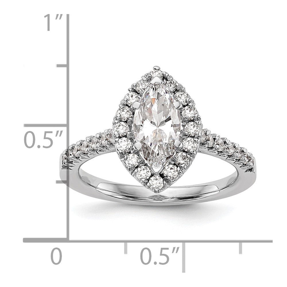 True Origin 14K White Gold 1/2 carat Lab Grown Diamond VS+ F+ Semi-Mount Marquise Halo Engagement Ring