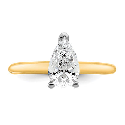 14K Two-Tone Gold Two-tone 1 carat Certified Lab Grown Diamond VS+ F+ Pear Solitaire Complete Engagement Ring