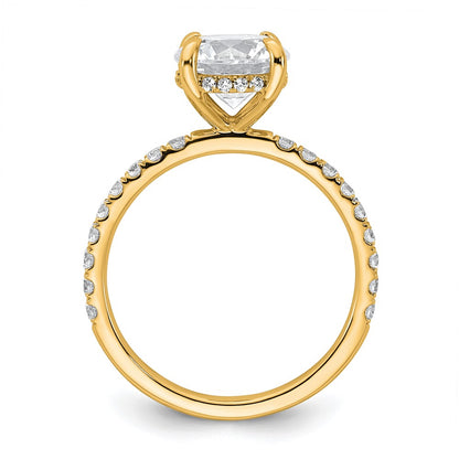 14K Yellow Gold 2 3/8 carat Certified Lab Grown Diamond VS+ F+ Round Complete Solitaire with Flair Engagement Ring