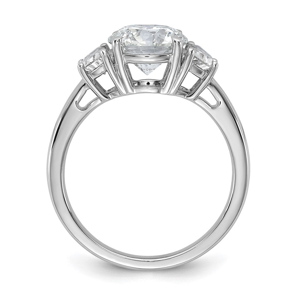 14K White Gold 1/2 carat Lab Grown Diamond VS+ F+ 2 carat Center Round Semi Mount Three Stone Engagement Ring