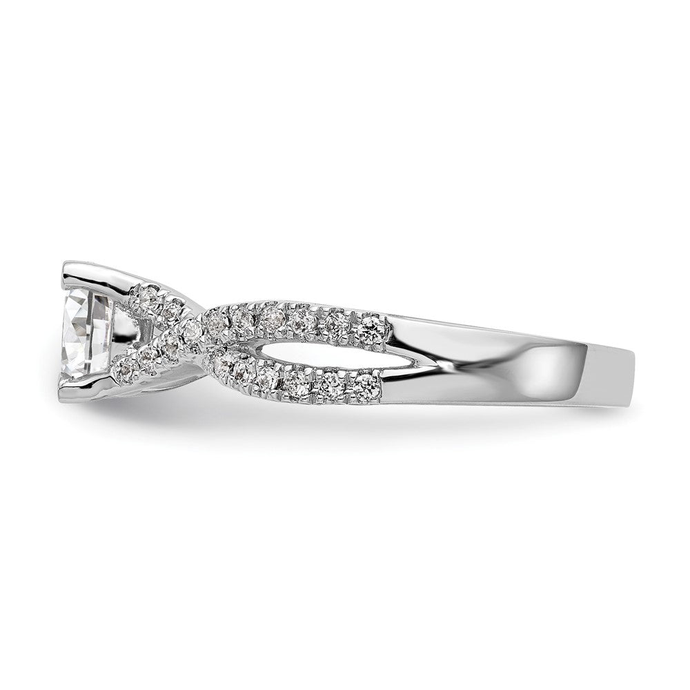 14K White Gold Criss-Cross (Holds 3/4 carat (5.8mm) Round Center) 3/8 carat Diamond Semi-mount Engagement Ring