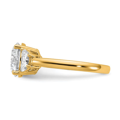 14K Yellow Gold 3 1/8 carat Certified Lab Grown Diamond VS/SI+ G+ Round Complete Three Stone Engagement Ring