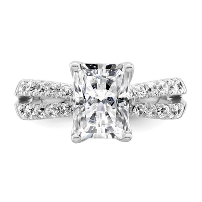 True Origin 14K White Gold 2 5/8 carat Lab Grown Diamond VS+ F+ Complete Radiant Engagement Ring