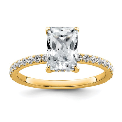 14K Yellow Gold 2 carat Certified Lab Grown Diamond VS/SI+ G+ Radiant Complete Solitaire with Flair Engagement Ring