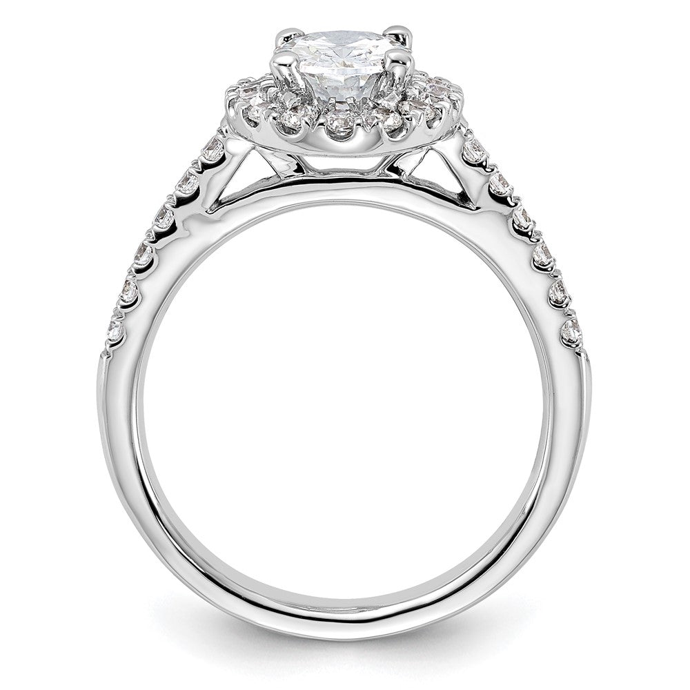 14K White Gold Halo Plus (Holds 1 carat (8.0x5.5mm) Oval Center) 1/2 carat Diamond Semi-Mount Engagement Ring