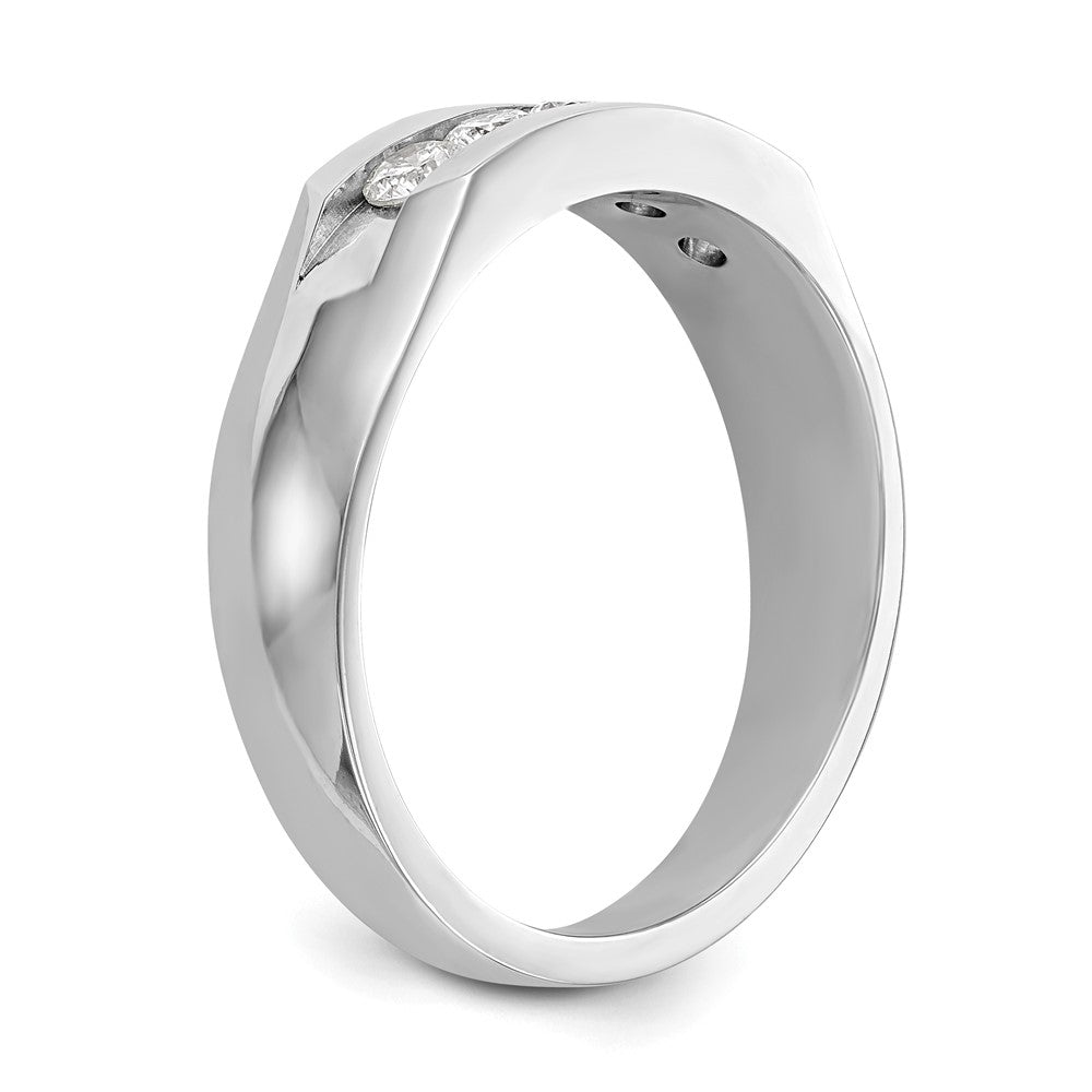 True Origin 14K White Gold Men's 1/2 carat Lab Grown Diamond VS/SI  D E F  5 Stone Channel Wedding Band Ring