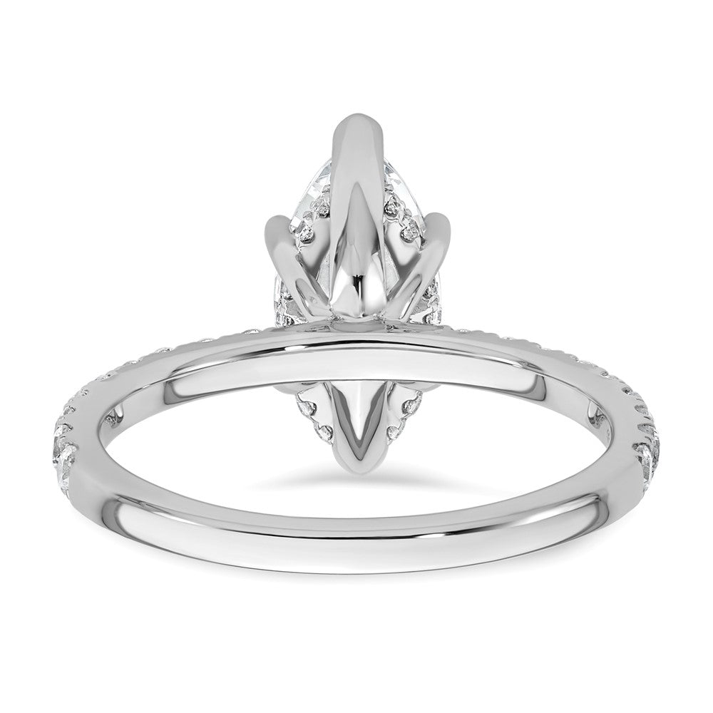 14K White Gold 2 5/8 carat Certified Lab Grown Diamond VS/SI+ G+ Marquise Complete Solitaire with Flair Engagement Ring